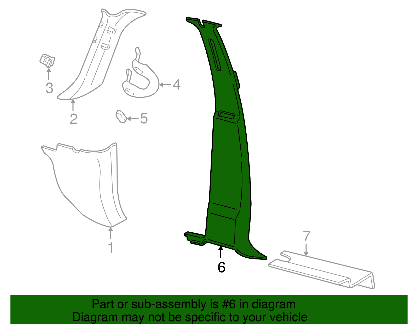 Center Pillar Trim - Ford (YL7Z-7824357-AAA)