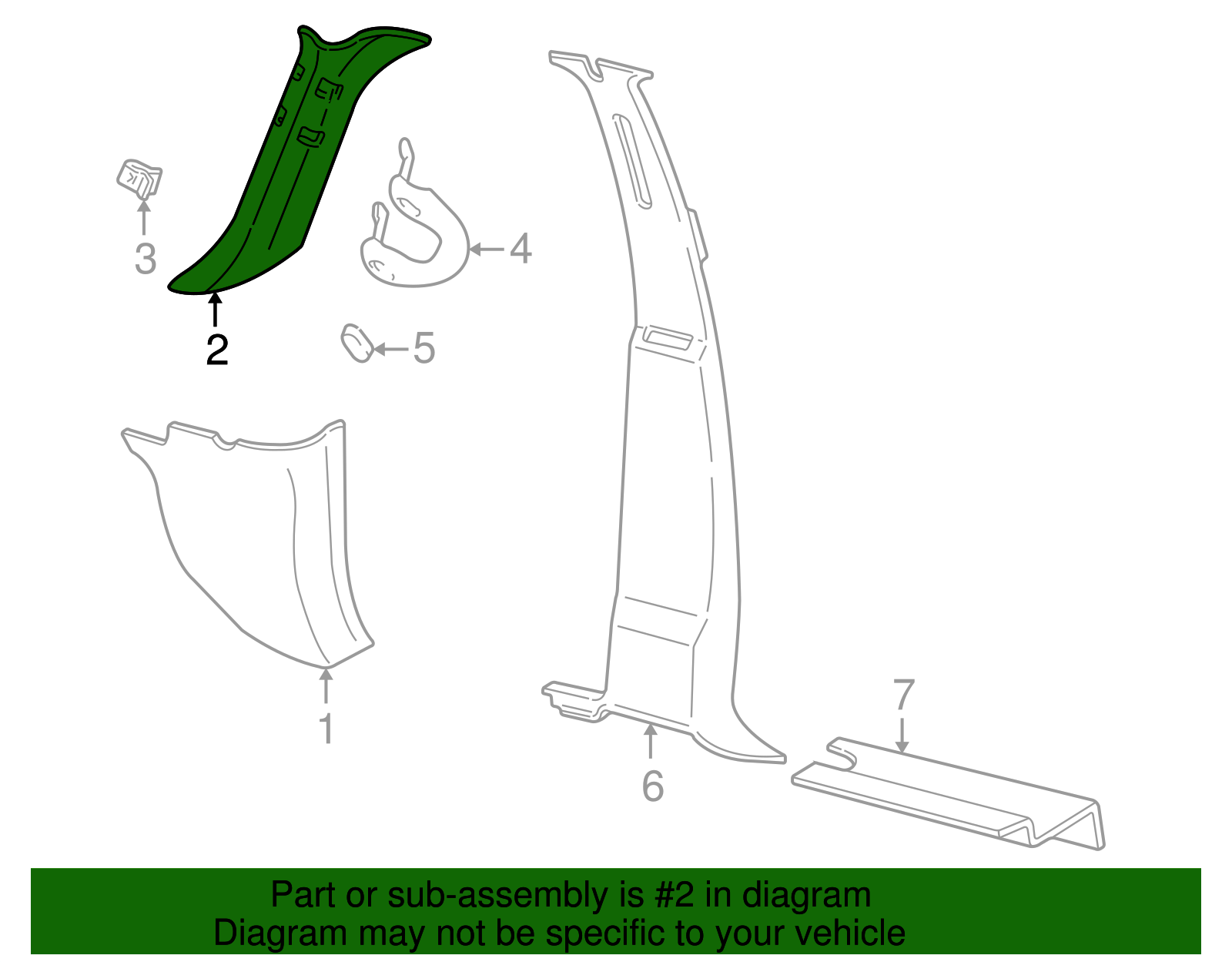 Windshield Pillar Trim - Ford (YL3Z-1503598-AAC)