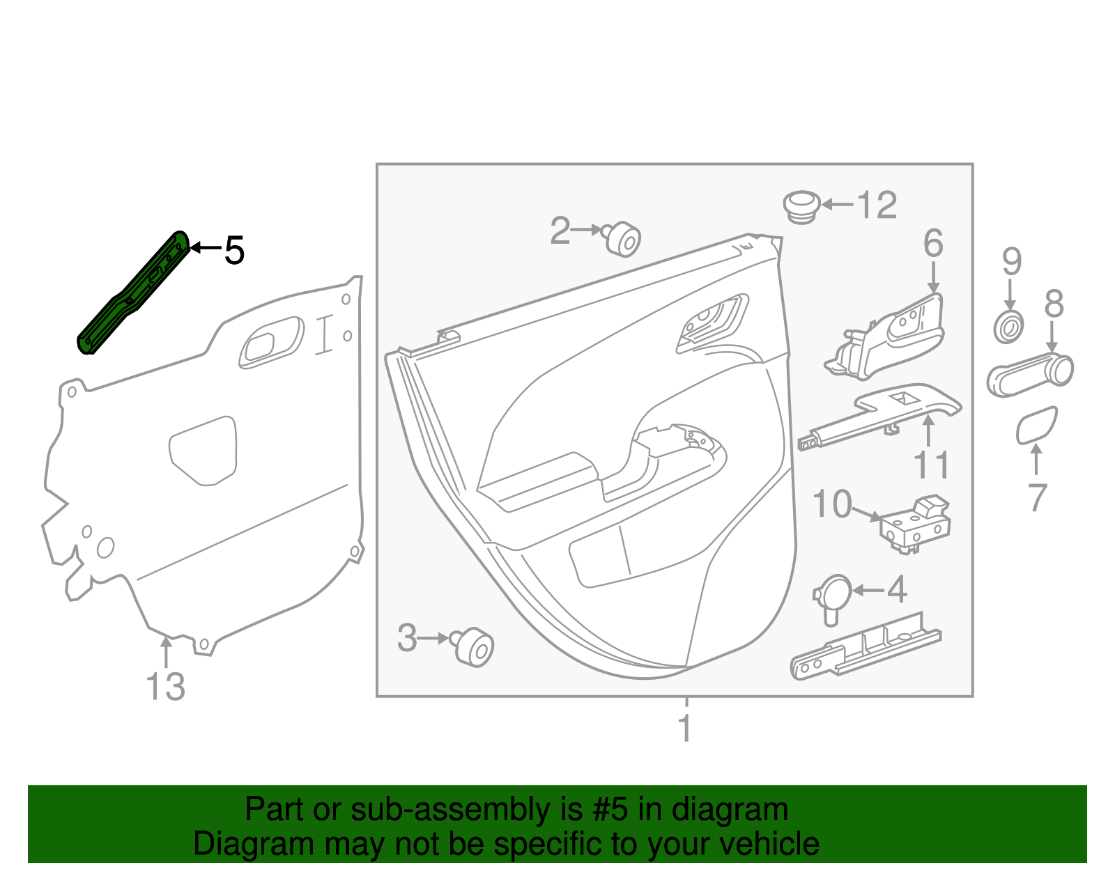 Driver Side Rear Door Pull Handle Bracket - GM (96964839)