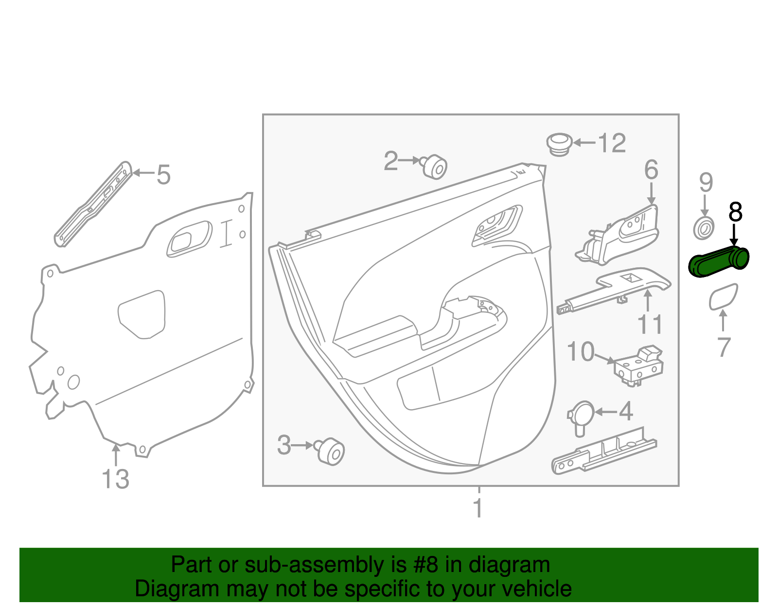 Very Dark Pewter Rear Side Door Window Regulator Handle - GM (96951479)