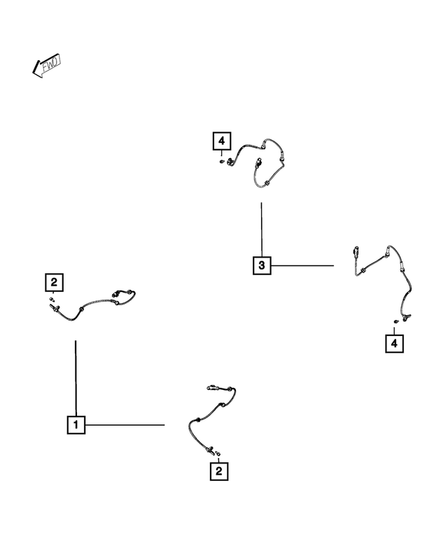 68372048AA AntiLock Brakes Sensor, Front 20142019 Fiat 500L Group
