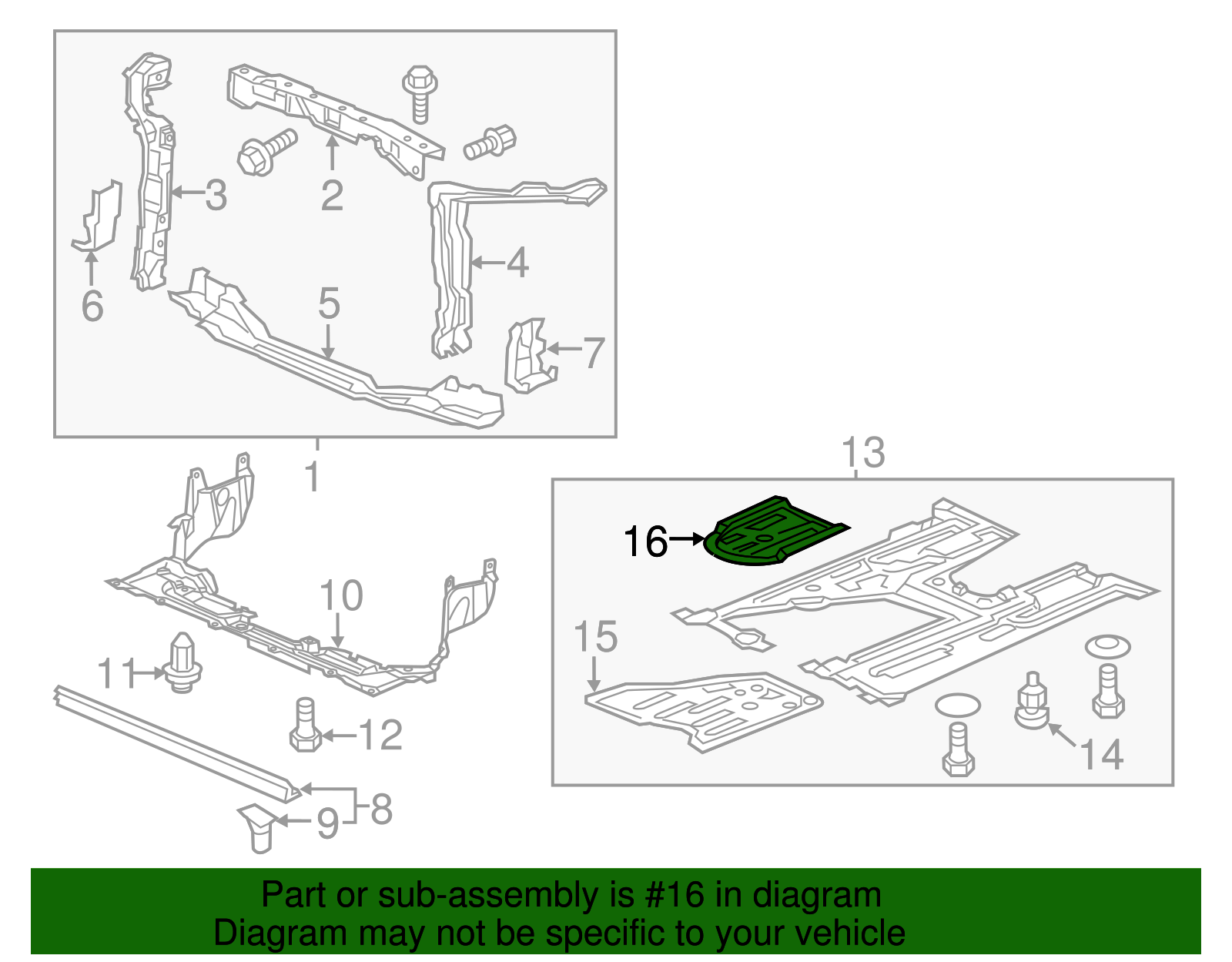 74115-TR3-A20 - 2013-2015 Honda Civic - Plate Rear Engine Cover (Lower ...