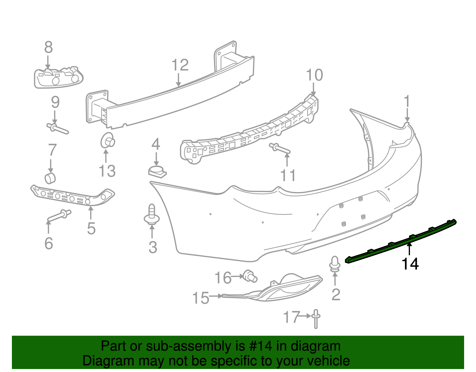 Rear Bumper Fascia Molding - Buick (90921897)