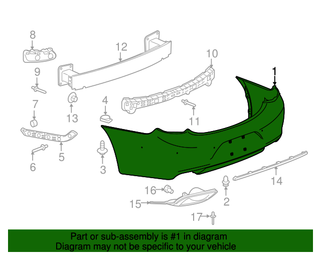 2017-2019 Buick LaCrosse Rear Upper Bumper Cover 26686250 