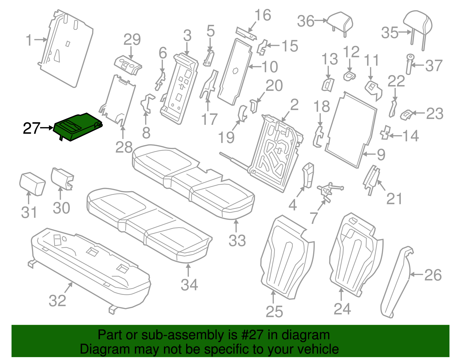 52208061285 - 2015-2018 BMW X5 Armrest (52-20-8-061-285) | Parts ...