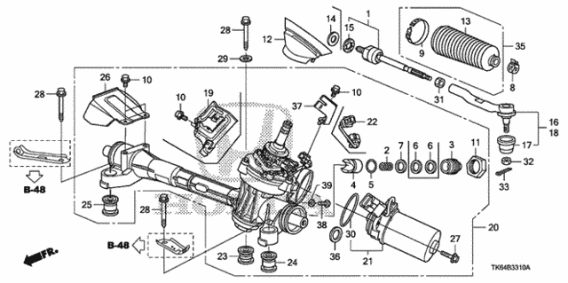 Genuine Honda 53684-TK6-A01 Steering Gear Box Mount Bushing