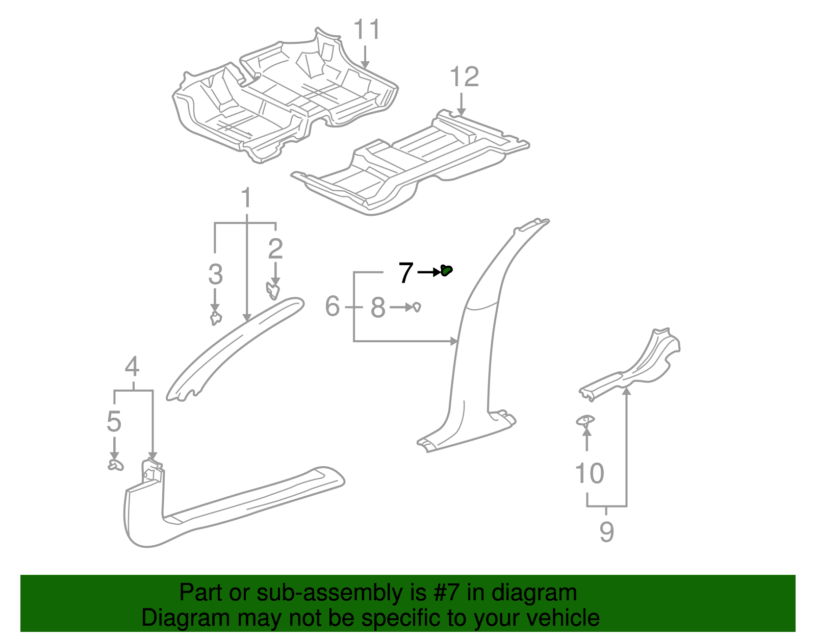 Windshield Pillar Trim Upper Retainer - GM (20678588)