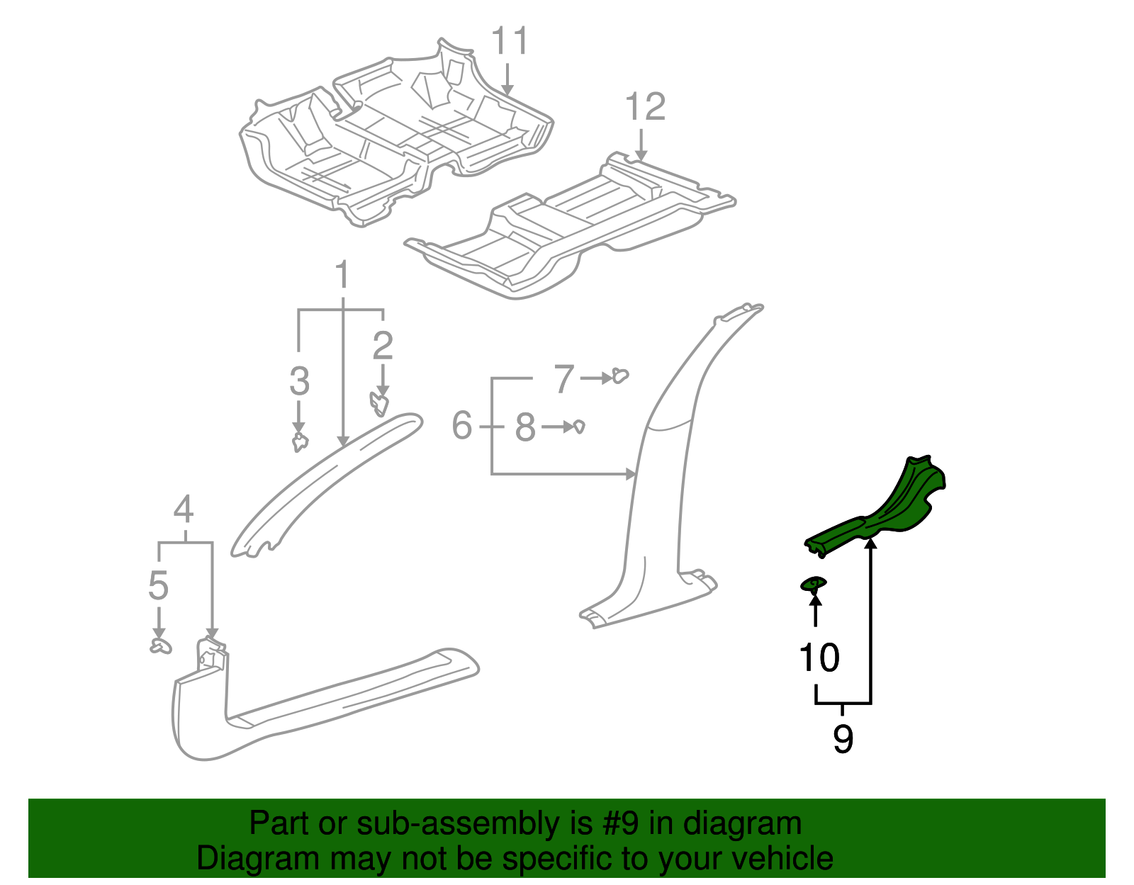 Rear Pillar Trim - GM (25707656)