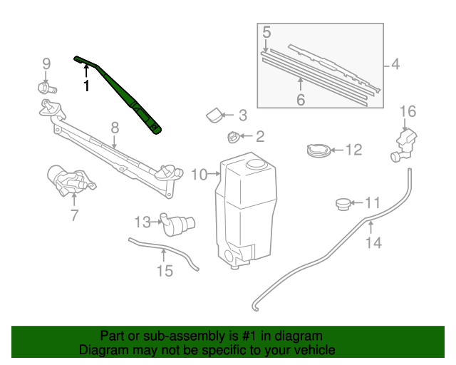 20052021 Toyota Windshield Wiper Arm (Left, Front) 8522104030