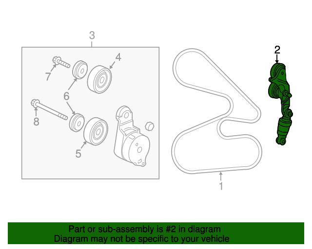 31170R70A01 Accessory Drive Belt Tensioner Assembly 20052012 Honda