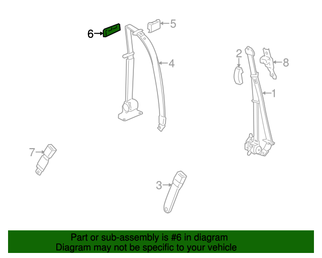 15801769 GM Ebony Passenger Seat Belt Guide Adjuster Rear Cover GM