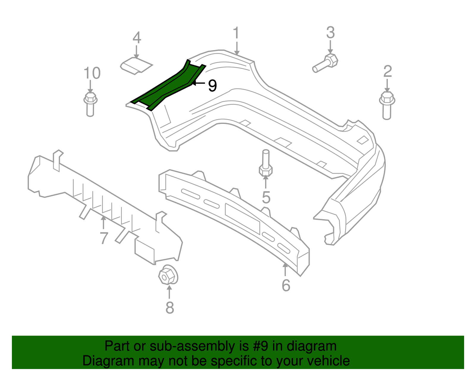 Rear Driver Side Bumper Fascia Reinforcement - GM (96648656)