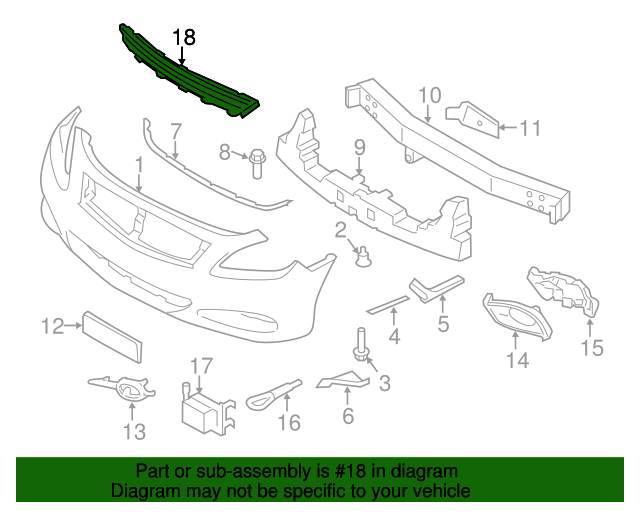 Genuine Nissan Finisher Front Bumper 62278-9km0a