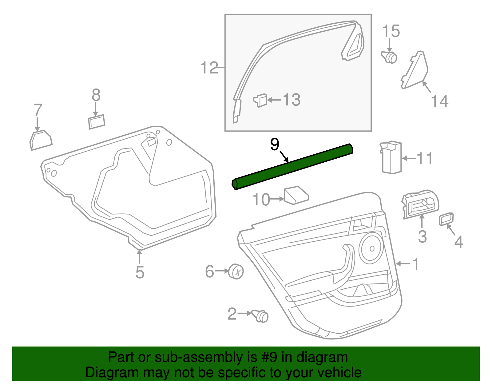 Driver Side Front Door Window Inner Sealing Strip - GM (92292204)