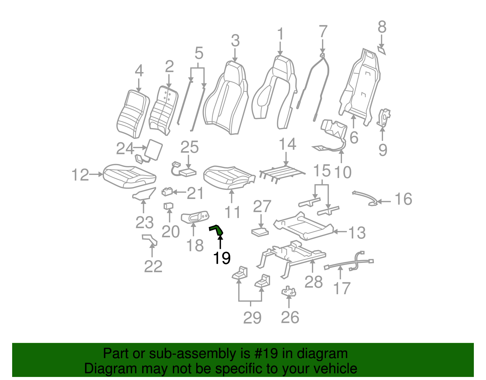 Ebony Front Seat Adjustment Handle - GM (88898519)