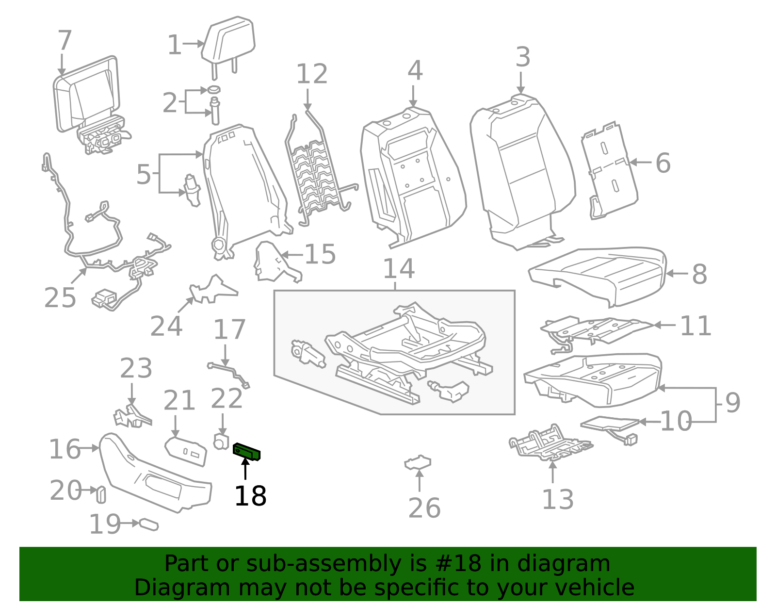 Front Passenger Side Seat Adjuster Switch - GM (84689844)