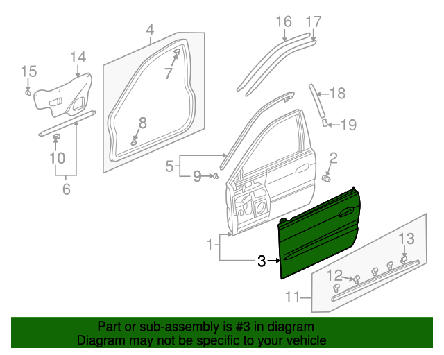 OEM 19982002 Honda Accord Skin, R Front Door 67111S84305ZZ