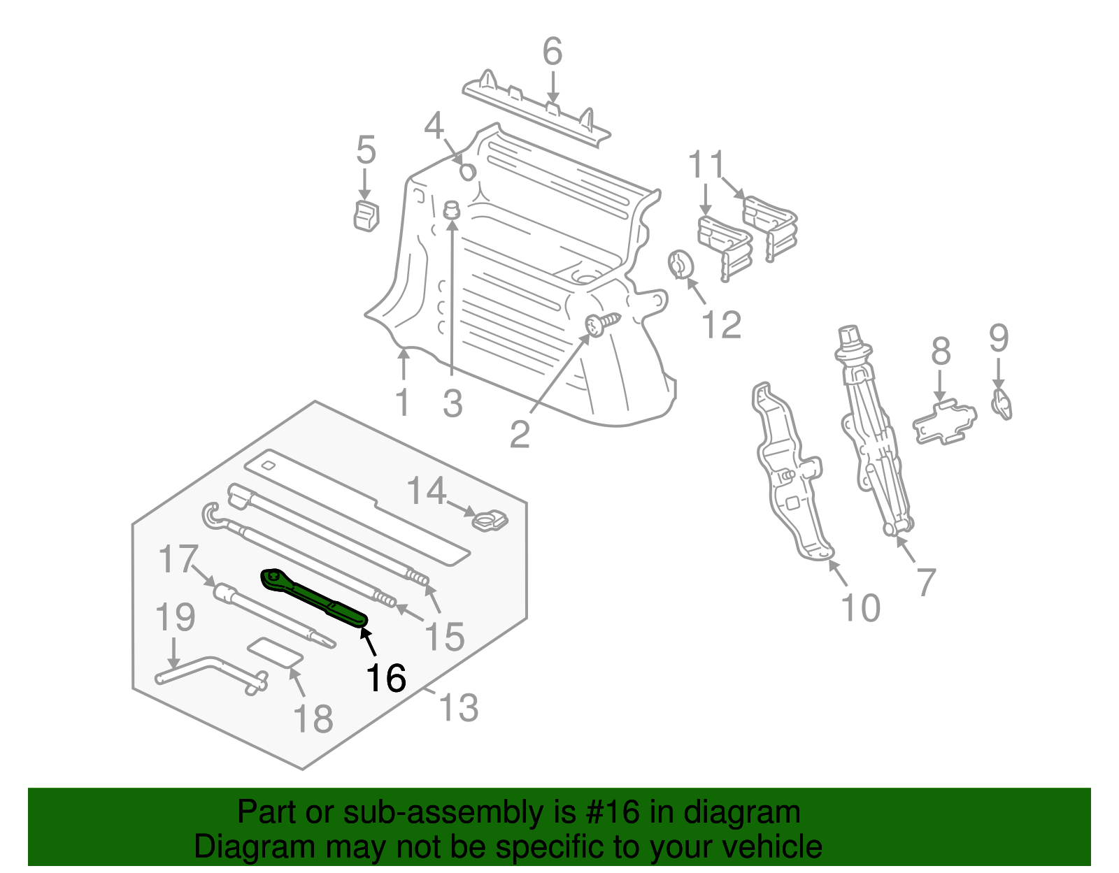 Spare Tire Jack Handle / Wheel Lug Wrench - GM (15659721)