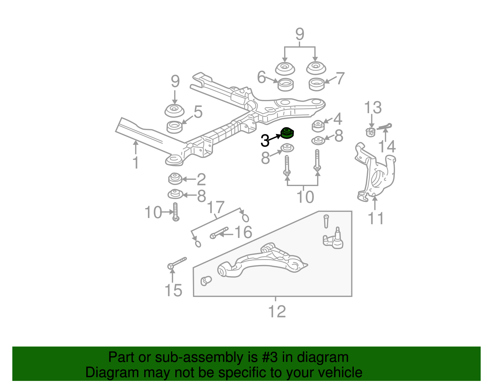 Engine Cradle Insulator - GM (25674835)