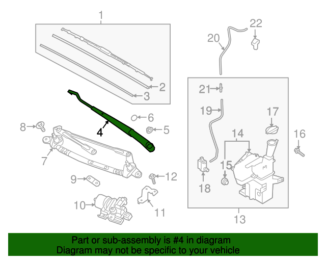20182022 Hyundai Accent Wiper Arm 98311J0000 QuirkParts