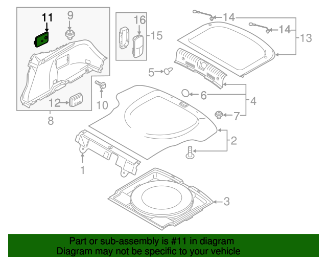 20182021 Kia Stinger Trunk Side Trim Access Panel Passenger Side (RH