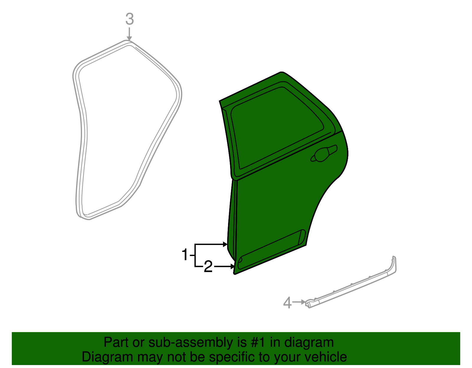 Passenger Side Rear Door with Reinforcements, Filler, Bar, and Plates - GM (89025817)