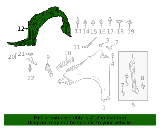 5387502670 Fender Liner 20202022 Toyota Corolla OEM Genuine