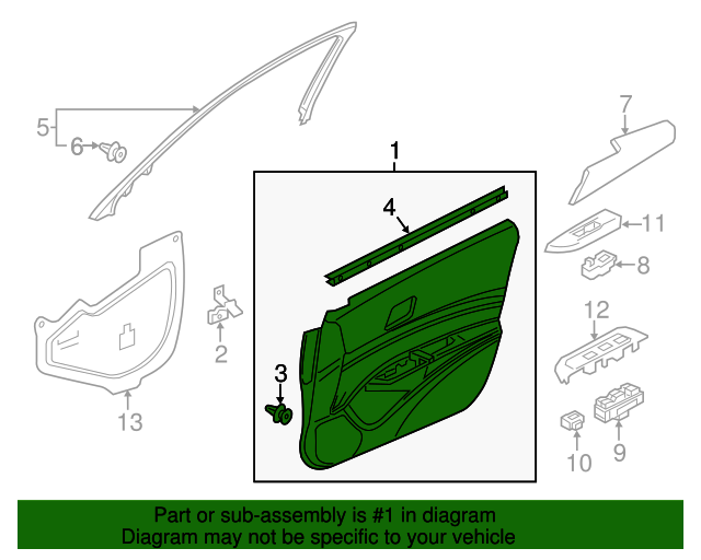 Genuine OEM Acura Lining, R Front Door (Lower) (Type B) Part 83501