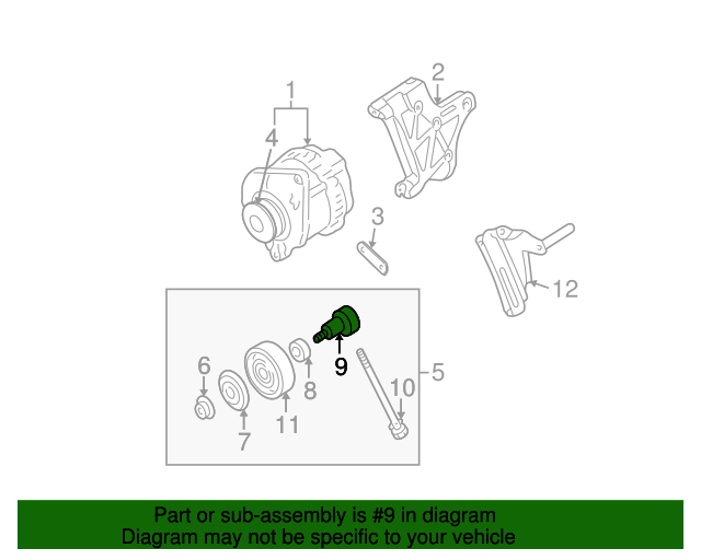 19962000 Nissan Pathfinder Idler Pulley Shaft 119480W002 Nissan