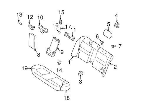 Rear Seat Components for 2000 Subaru Legacy #0