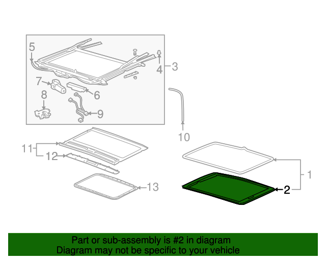 19972009 GM Sunroof Glass Weatherstrip 12458067