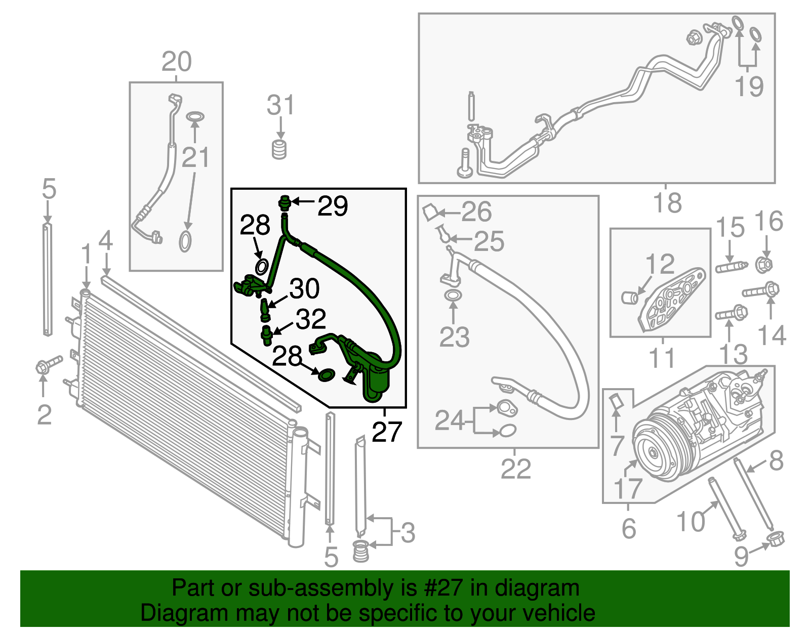 Motorcraft™ A/C Refrigerant Discharge Hose - Ford (YF-37865)
