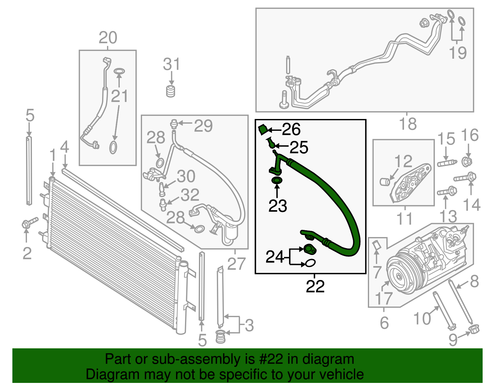 Motorcraft™ A/C Refrigerant Suction Hose - Ford (YF-37877)