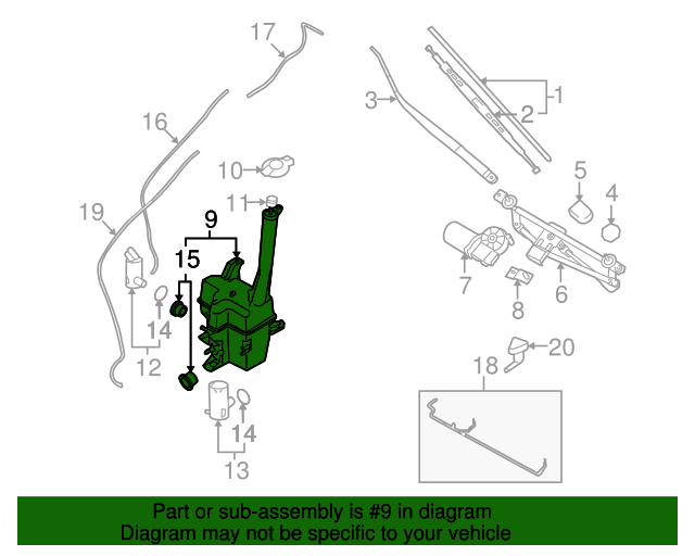 20142015 Hyundai Tucson Washer Fluid Reservoir 986202Z000 OEM Parts