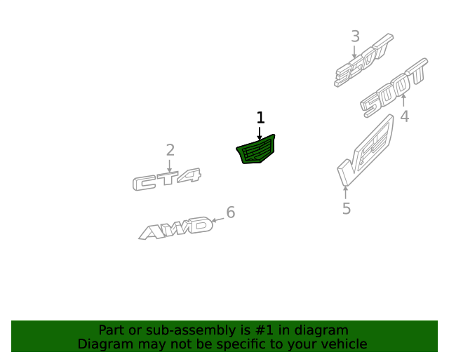 20202022 Cadillac CT4 Silver Rear Compartment Lid Emblem 84601691