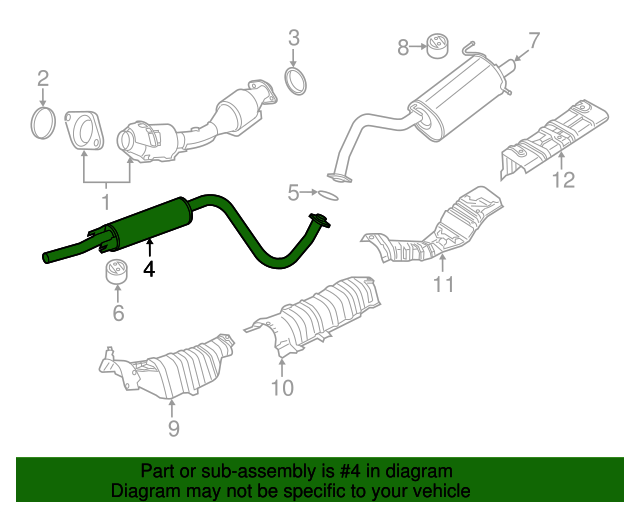 203004FU2A Front Muffler 20172019 Nissan Sentra Nissan OEM