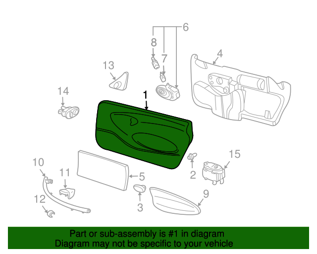 20002004 Porsche Boxster Door Trim Panel 98655512106ESW Sunset