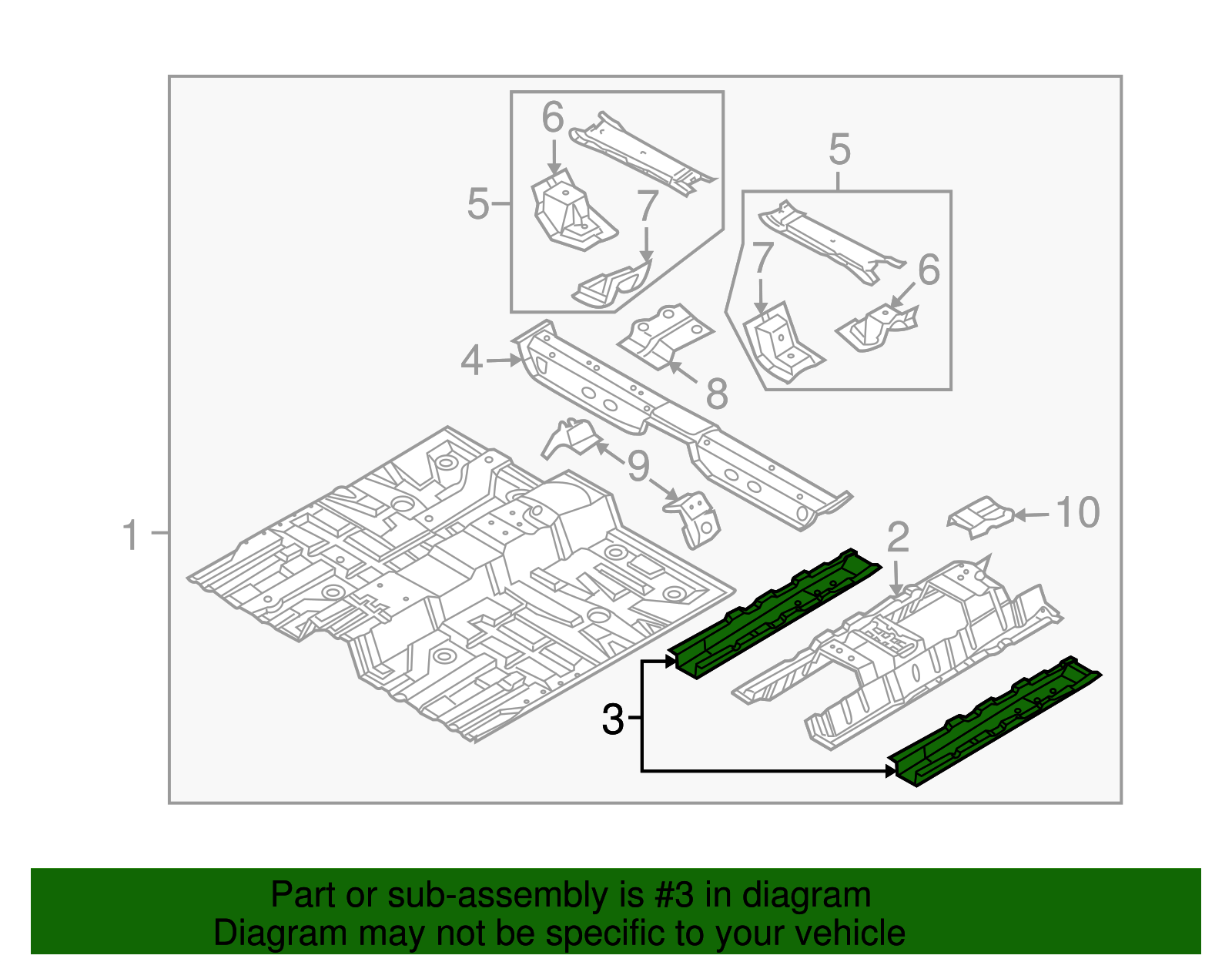 Passenger Side Floor Panel Tunnel Panel Front Reinforcement - GM (96533969)