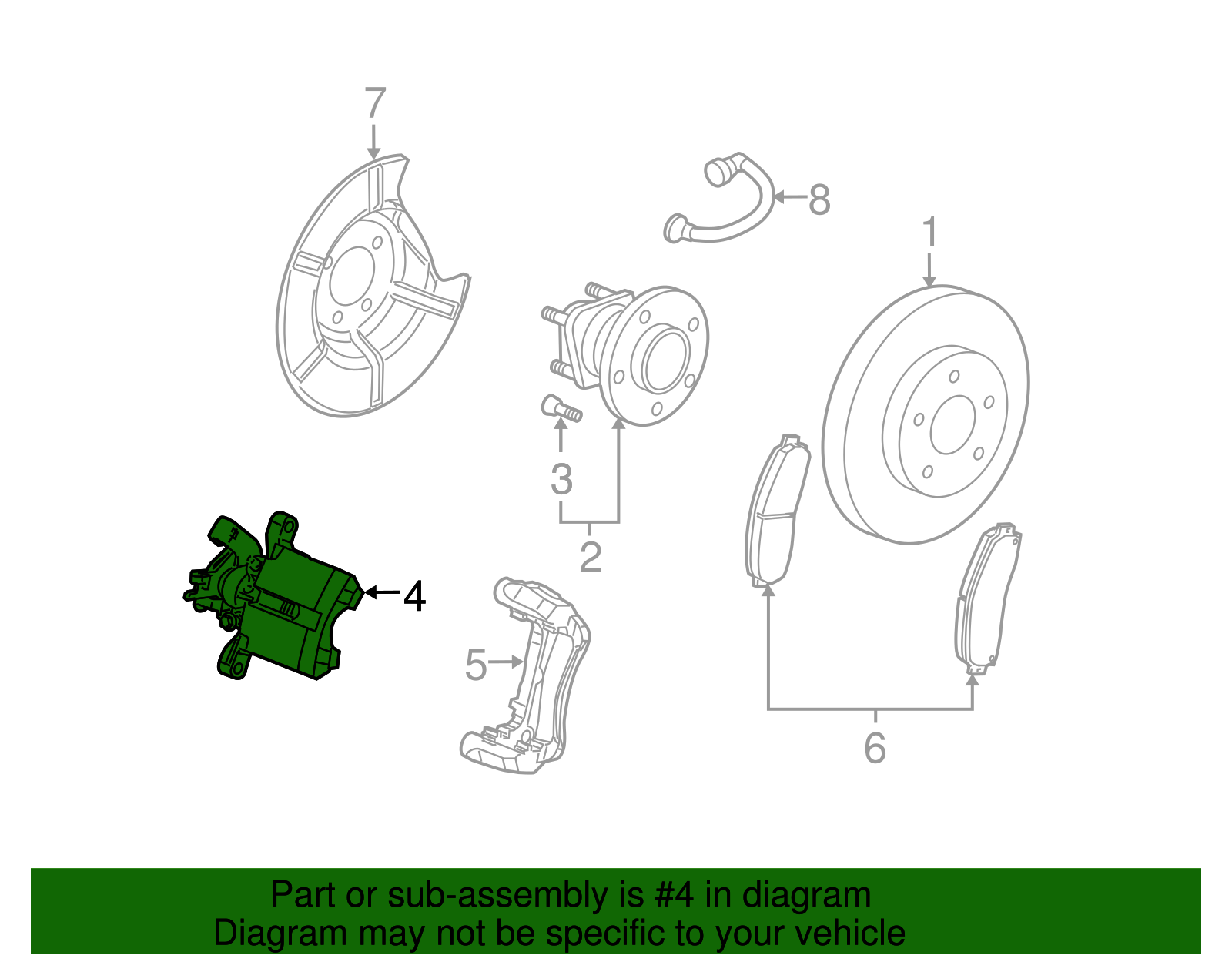 Rear Passenger Side Disc Brake Caliper Assembly - GM (19368942)