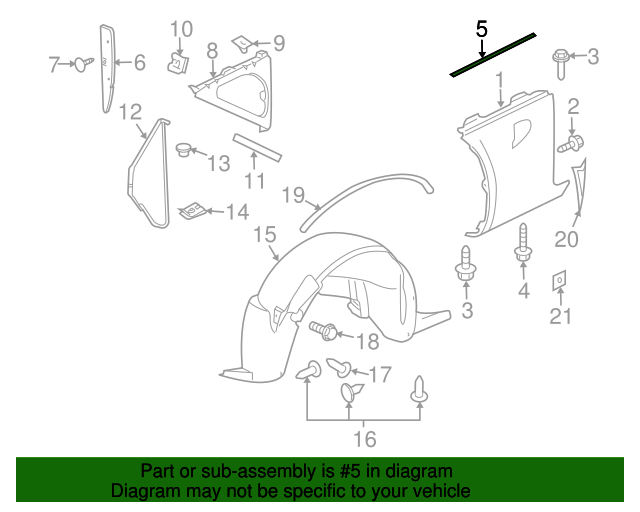 Pontiac GM OEM 06-09 Solstice-Fender Seal 25891969 Pontiac GM OEM 06-09 Solstice-Fender Seal 25891969