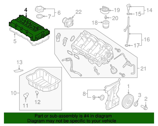 20092012 Hyundai Valve Cover 224002G600 OEM Parts Online