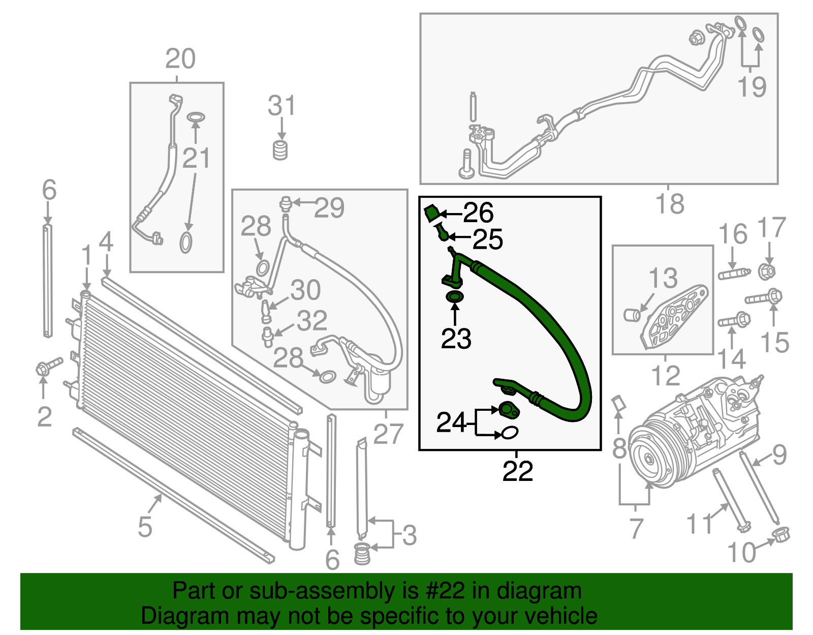 Motorcraft™ A/C Refrigerant Suction Hose - Ford (YF-37334)