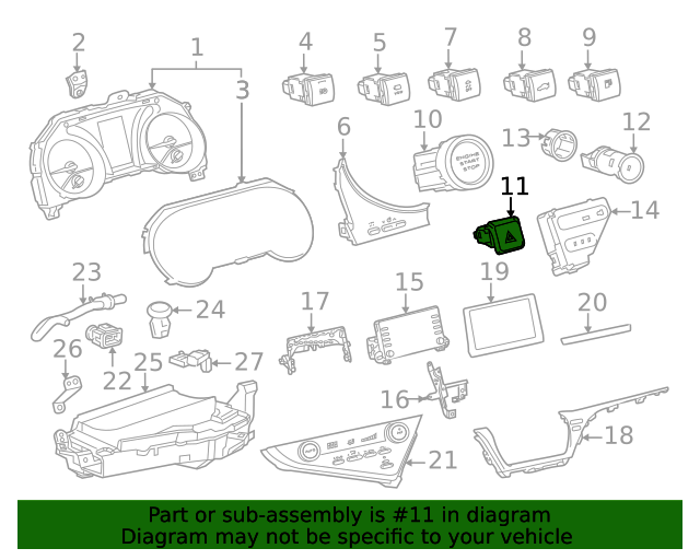 20212023 Toyota Camry Hazard Switch 8433206120 Toyota Parts Center