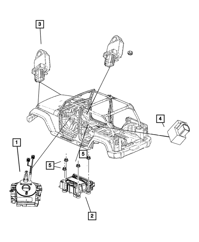 20082009 Jeep Wrangler Occupant Restraint Module 68031603AC Mopar