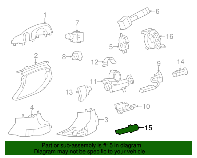 20082015 Cadillac CTS Steering Column Key Release Lever Knob 25823963 GM