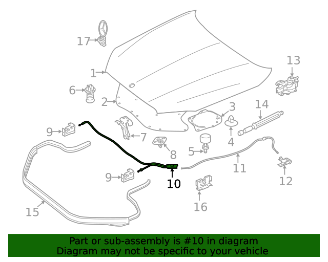 Front Hood Release Cable For Mercedes-Benz W123 Sedan – OEM 1238800159 By Bamboli LTD