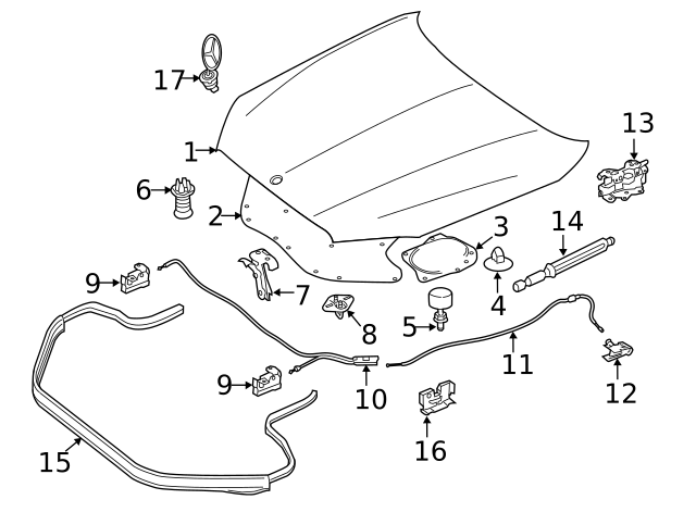 2014-2020 Mercedes-Benz Release Cable 222-880-62-02-64 | MB OEM Parts