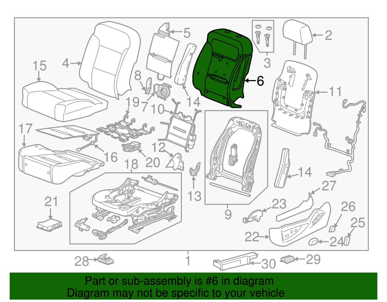 Driver Seat Back Pad - GM (84381560)