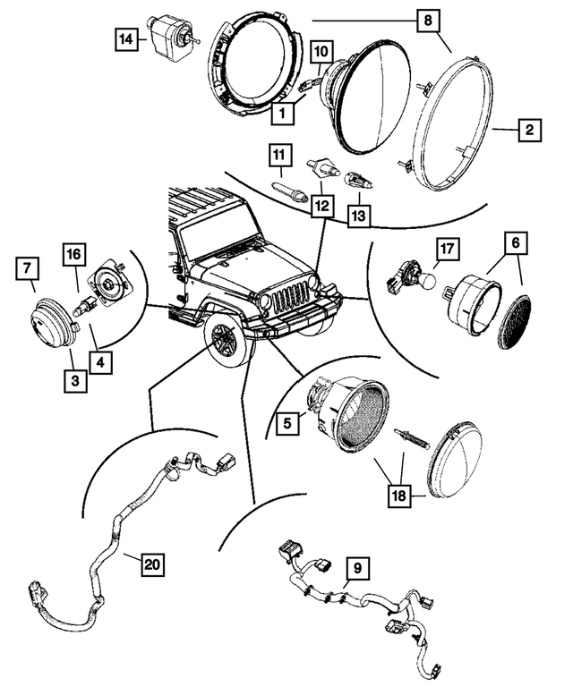 2008 Jeep Wrangler Headlamp Wiring 68027540AC Mopar eStore