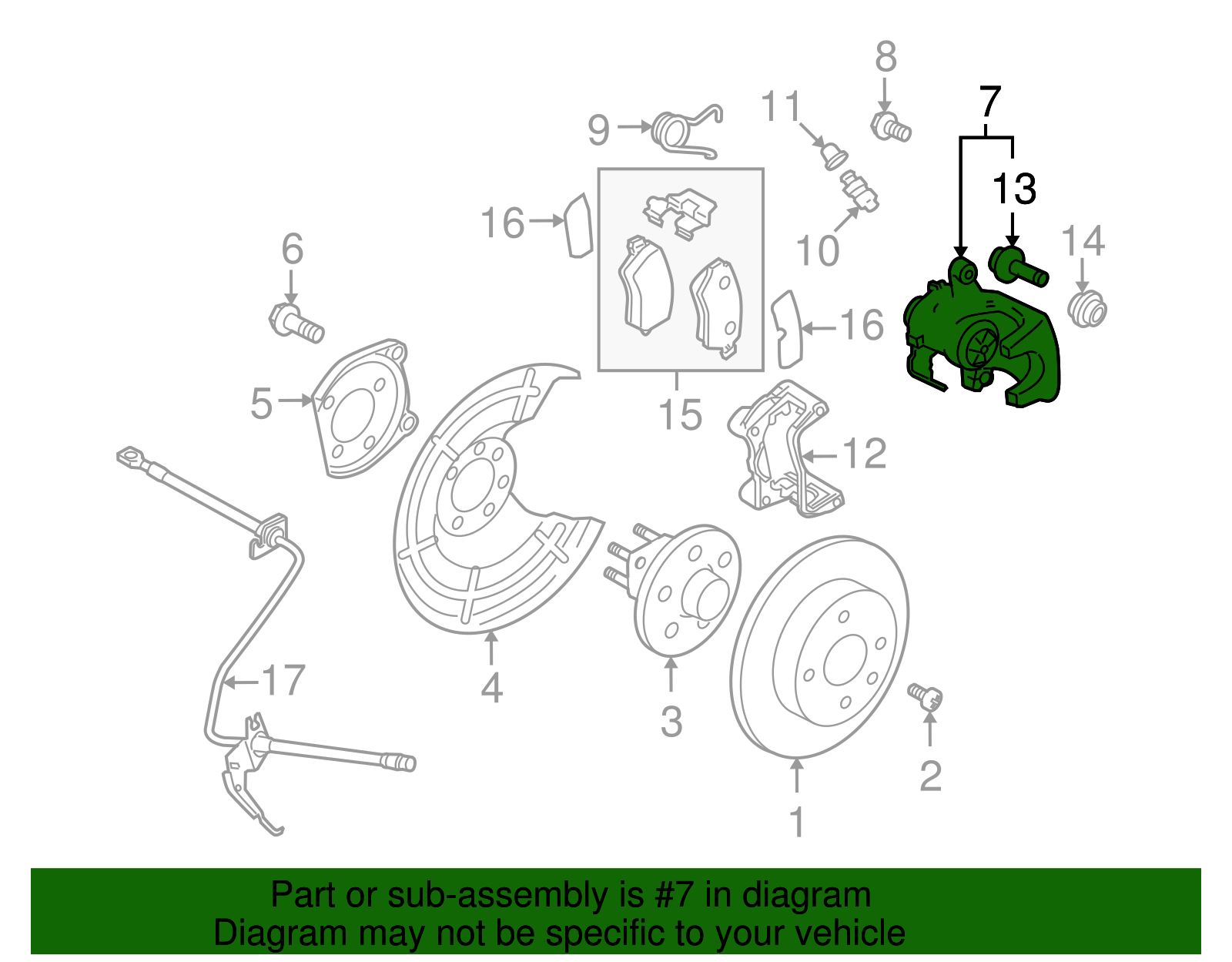 Rear Driver Side Disc Brake Caliper Assembly - GM (93179158)